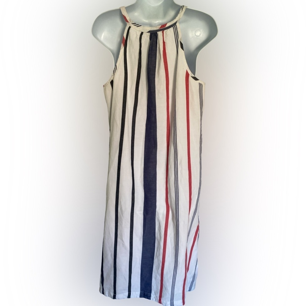 Tommy Bahama Striped Linen Sleeveless Dress - M navy white red , linen blend - Picture 5 of 5